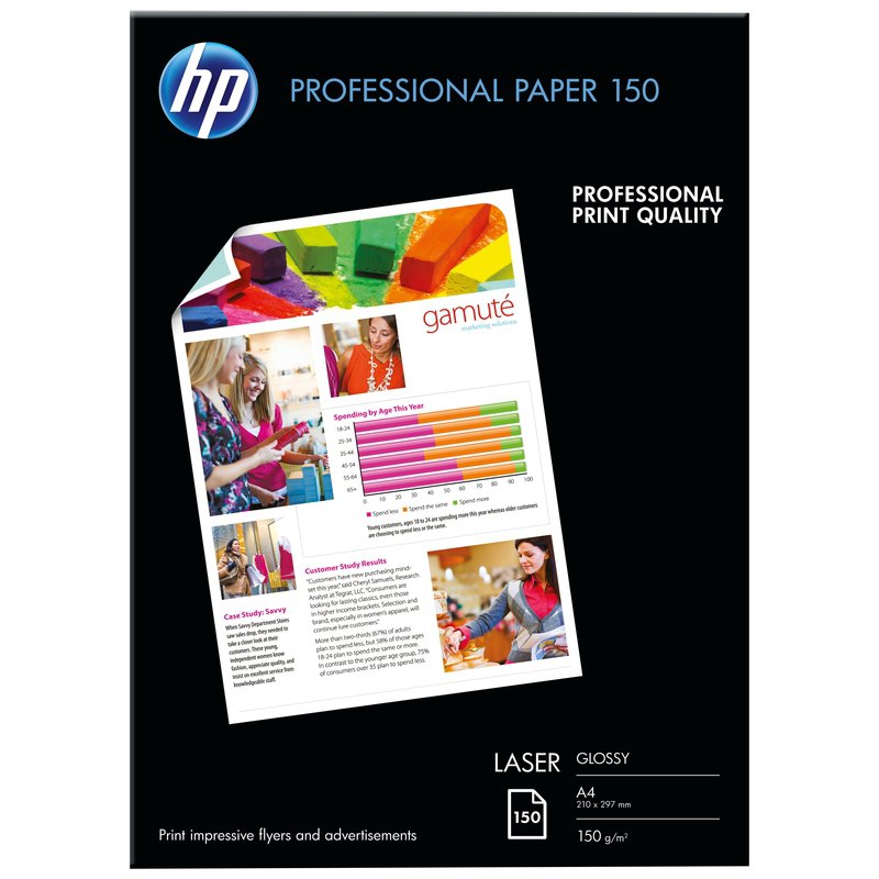 Papel fotográfico HP satinado láser HP 150 g150 hojas/A4