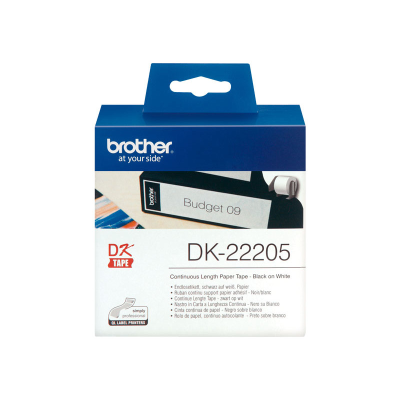 Cintas continua para impresoras de etiquetas Brother QL Papel térmico blanco 62mm