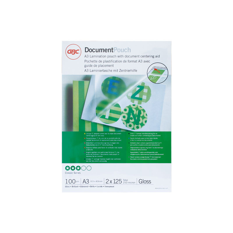Funda para Plastificar GBC A3 125 Micras (Pack 100 und)