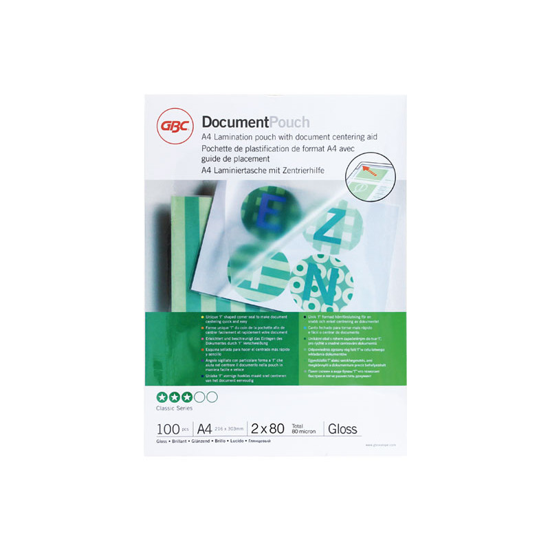 Funda para Plastificar GBC A4 80 Micras (Pack 100 und)