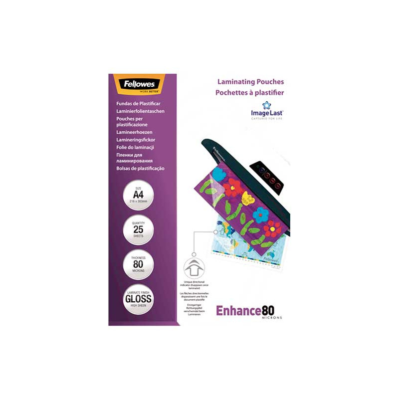 Funda para Plastificar Fellowes A4 80 Micras (Pack 25 und)