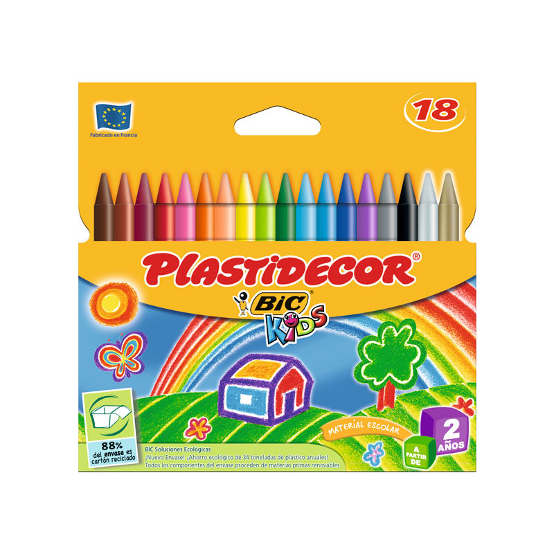 Caja de 18 Ceras Finas de Colores Plastidecor