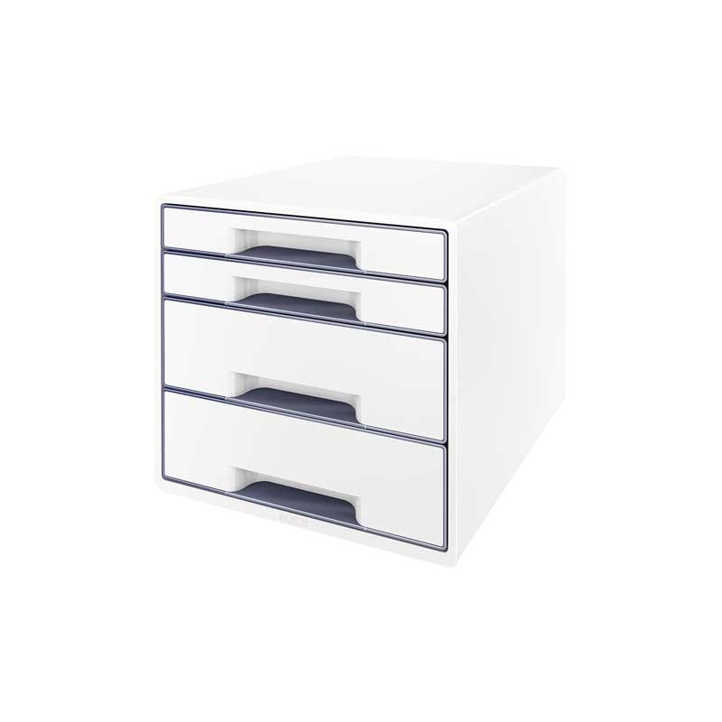 Módulo de cajones Leitz Wow Desk Cube 4 cajones blanco perla y gris