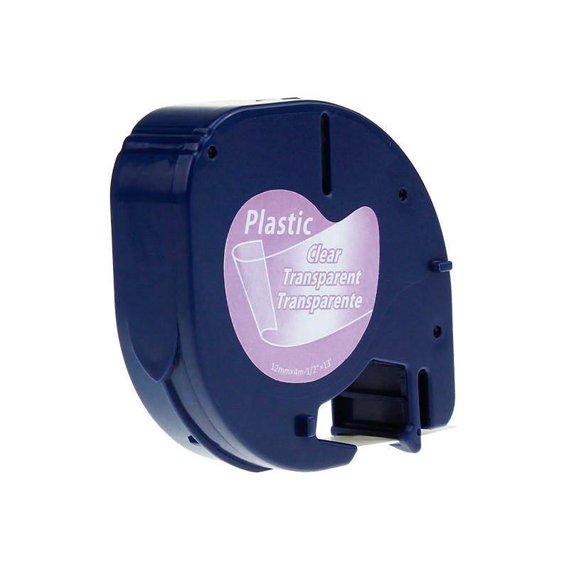 Cinta Dymo Letratag 12mm Plástico Negro/Transparente 4m
