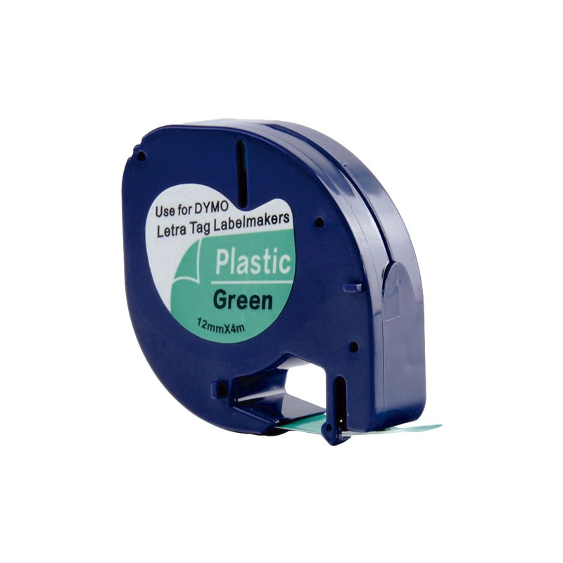 Cinta Dymo Letratag 12mm Plástico, Negro/Transparente 4m